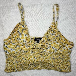 Lulus Yellow Floral Smocked Crop Top – Women’s XL